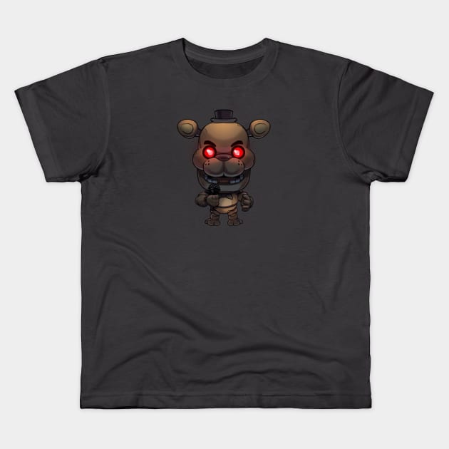 Freddy Fazbear Night Kids T-Shirt by Casey Edwards